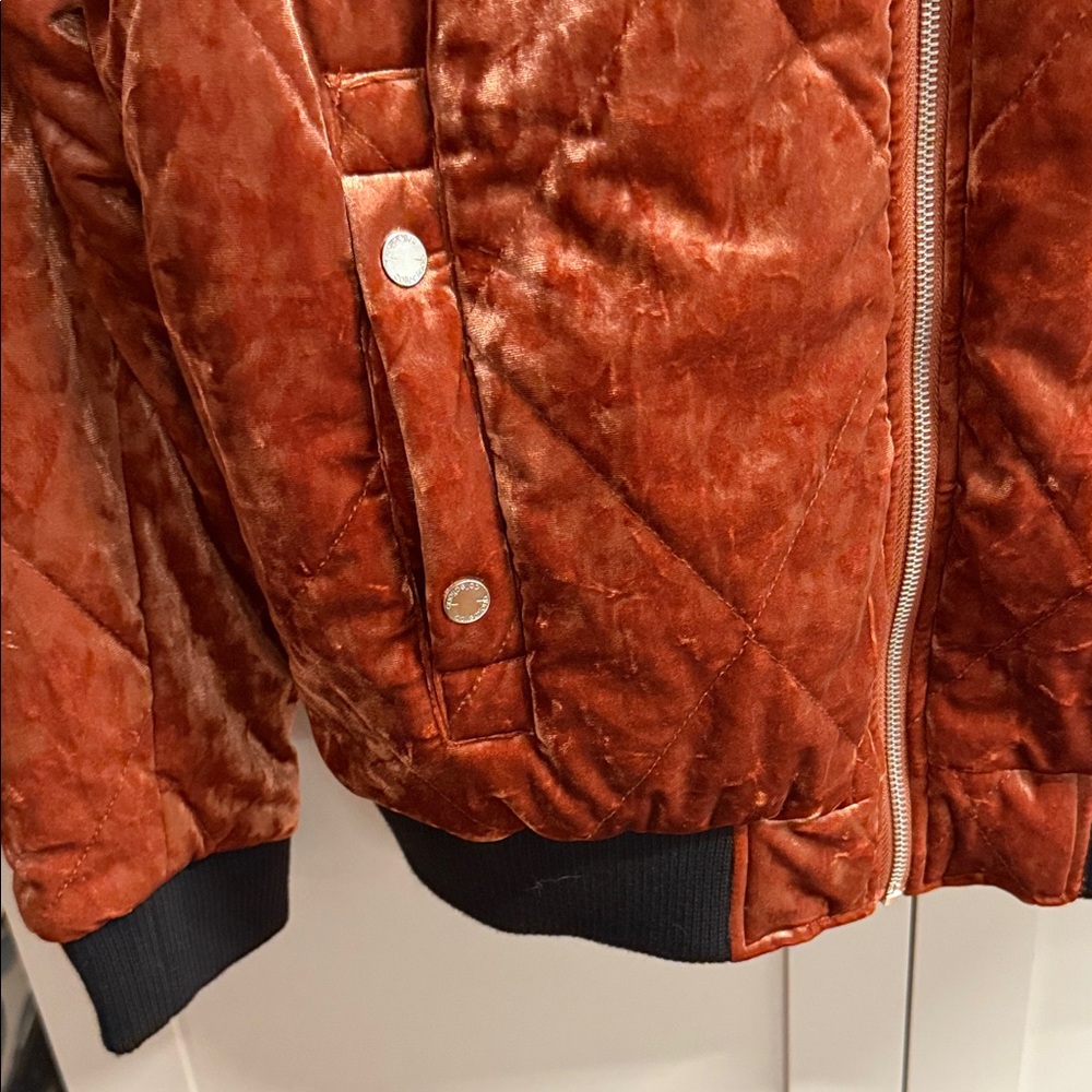 Velvet Bomber Jacket in Rust - Picture 4 of 6